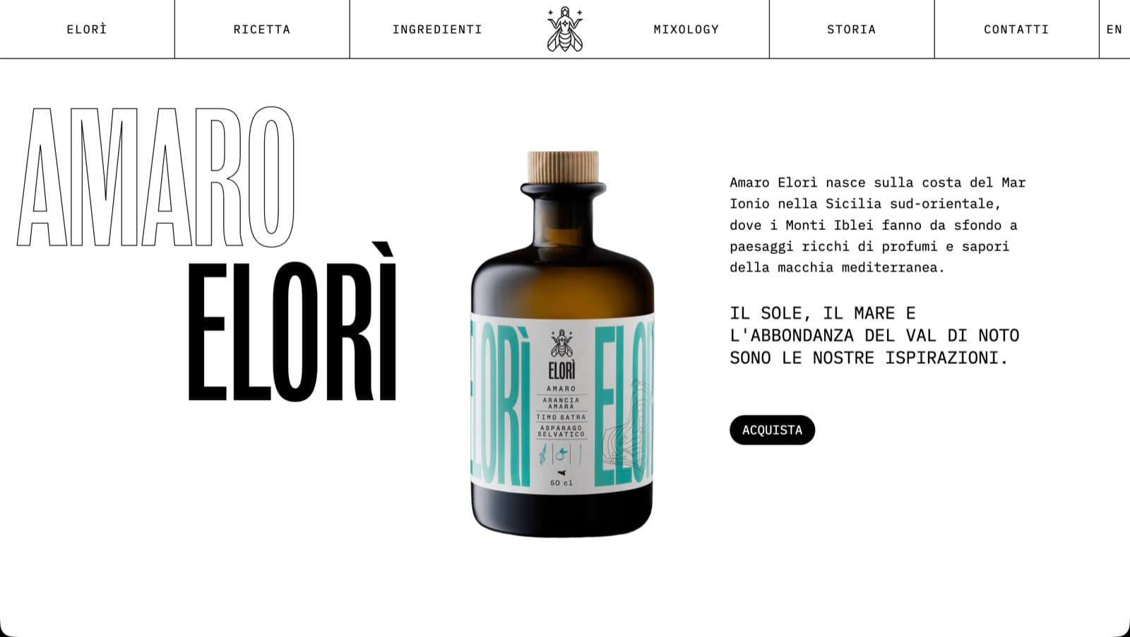 La home del sito di Amaro Elorì